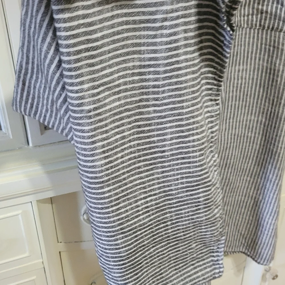 Max Studio Striped Sleeveless Pin Stripe Jumpsuit Rumper Cotton Linen Blend Sm - Picture 7 of 14